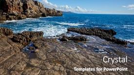  Presentation with blue waves - Presentation theme consisting of top-view-azure-blue-sea background and a tawny brown colored foreground