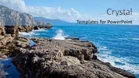  Presentation with blue waves - Theme having top-view-azure-blue-sea background and a light blue colored foreground