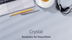  Presentation with business office desk - Theme having top-view-business-office-desk background and a lemonade colored foreground