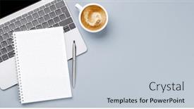  Presentation with business office desk - Slide deck with top-view-business-office-desk background and a lemonade colored foreground