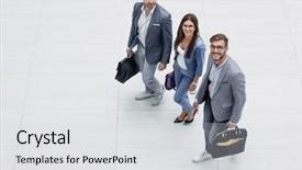  Presentation with people - Presentation with top view business people go background and a light gray colored foreground