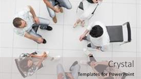  Presentation with team business top view - Audience pleasing PPT theme consisting of top-view-business-team-discussing backdrop and a light gray colored foreground
