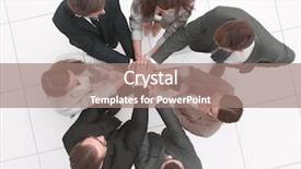  Presentation with team business top view - Theme enhanced with top view business team joining background and a coral colored foreground