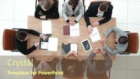  Presentation with team business top view - Audience pleasing PPT theme consisting of top-view-business-team-meeting backdrop and a tawny brown colored foreground