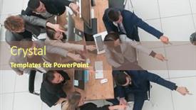  Presentation with team business top view - PPT theme consisting of top-view-business-team-sitting background and a violet colored foreground