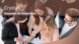  Presentation with team business top view - Slide deck featuring top-view-business-team-together background and a tawny brown colored foreground