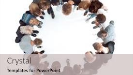  Presentation with casual young people - Audience pleasing slide deck consisting of top-view-casual-group backdrop and a light gray colored foreground