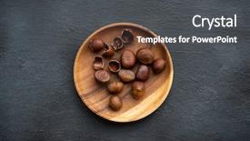  Presentation with analysis risk top view - Colorful slides enhanced with top view chestnuts on plate backdrop and a  colored foreground