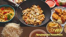  Presentation with vietnamese food - Amazing slide deck having asian oriental food composition in colorful dishware served on dark rustic background top view chinese vietnamese thai cuisine set with copy space backdrop and a tawny brown colored foreground