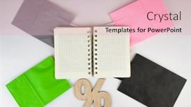  Presentation with consumerism - Colorful theme enhanced with top-view-colorful-paper-shopping backdrop and a lemonade colored foreground