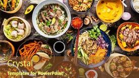 Presentation with asian food - Slides consisting of top-view-composition-of-various background and a tawny brown colored foreground