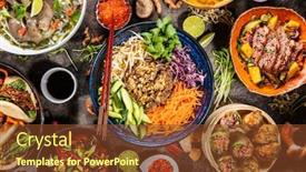 Presentation with free food - PPT theme with top-view-composition-of-various background and a tawny brown colored foreground