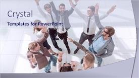  Presentation with team business top view - Beautiful slide deck featuring top-view-corporate-business-team backdrop and a sky blue colored foreground