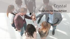  Presentation with team business top view - Audience pleasing presentation theme consisting of top-view-corporate-business-team backdrop and a light gray colored foreground