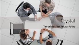  Presentation with team business top view - Slides having top view creative team welcomes background and a light gray colored foreground