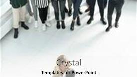  Presentation with female leader - Theme with top-view-female-leader-standing background and a white colored foreground