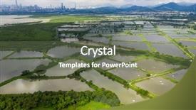  Presentation with fish pond - Colorful PPT layouts enhanced with top view fish hatchery pond backdrop and a tawny brown colored foreground