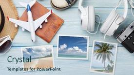  Presentation with passport travel - PPT theme featuring top view flat lay all background and a light blue colored foreground