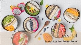  Presentation with vegan - Amazing theme having top-view-full-table backdrop and a coral colored foreground