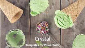  Presentation with ice cream cones - Colorful presentation theme enhanced with top view green ice cream backdrop and a gray colored foreground