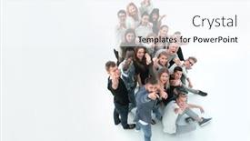  Presentation with youth group - PPT theme consisting of top-view-group-of-diverse background and a sky blue colored foreground