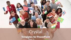  Presentation with diverse people - Presentation enhanced with top-view-group-of-diverse background and a coral colored foreground