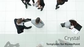  Presentation with diverse business people - PPT theme consisting of top-view-group-of-diverse background and a soft green colored foreground