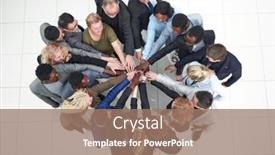  Presentation with diverse business people - Colorful PPT theme enhanced with top-view-group-of-diverse backdrop and a coral colored foreground