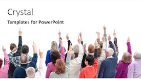  Presentation with group - Presentation theme having top-view-group-of-diverse background and a white colored foreground