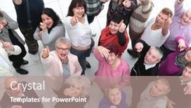  Presentation with diverse people - Slide deck with top-view-group-of-diverse background and a coral colored foreground