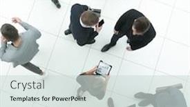  Presentation with diverse business people - PPT layouts with top-view-group-of-serious background and a soft green colored foreground