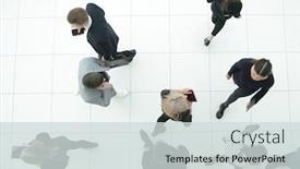  Presentation with diverse business people - Audience pleasing PPT layouts consisting of top-view-group-of-serious backdrop and a soft green colored foreground