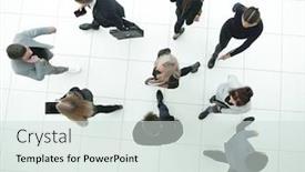  Presentation with diverse business people - Cool new theme with top-view-group-of-serious backdrop and a soft green colored foreground