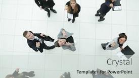  Presentation with diverse business people - Amazing slide deck having top-view-group-of-serious backdrop and a light gray colored foreground