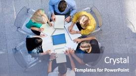  Presentation with small group top view - Cool new theme with top view group of students backdrop and a gray colored foreground