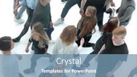  Presentation with groups - Colorful presentation design enhanced with top-view-groups-of-young backdrop and a seafoam green colored foreground