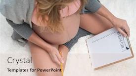  Presentation with life plan - PPT theme enhanced with top-view-image-of-pregnant background and a coral colored foreground