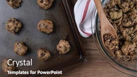  Presentation with chocolate chip cookie - PPT theme featuring making chocolate chip cookies background and a tawny brown colored foreground