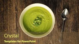  Presentation with soup - PPT layouts having top-view-of-a-broccoli background and a tawny brown colored foreground