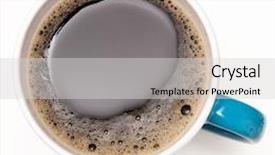  Presentation with gentle - Theme having top view of a coffee cup with gentle foam background and a light gray colored foreground