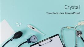  Presentation with medical devices - Slide deck with top-view-of-a-composition background and a light blue colored foreground