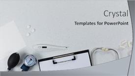  Presentation with medical devices - PPT layouts having top-view-of-a-composition background and a light gray colored foreground