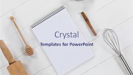  Presentation with notebook page - Beautiful presentation design featuring top-view-of-a-composition backdrop and a sky blue colored foreground