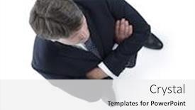  Presentation with forward - Presentation theme enhanced with top view of a confident businessman looking forward background and a white colored foreground