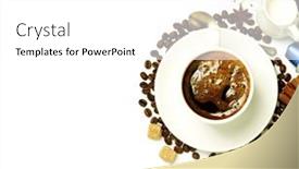  Presentation with coffee cup - Audience pleasing presentation theme consisting of top-view-of-a-cup backdrop and a  colored foreground