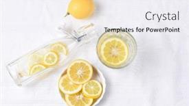  Presentation with fruit water - Cool new PPT layouts with top-view-of-a-glass backdrop and a sky blue colored foreground