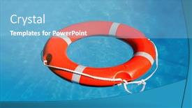  Presentation with blue water - PPT theme featuring top-view-of-a-lifebuoy background and a light blue colored foreground