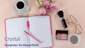  Presentation with blush - Slide deck enhanced with top-view-of-a-notebook background and a sky blue colored foreground