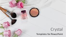  Presentation with pink perfume - PPT theme with top-view-of-a-perfume background and a white colored foreground