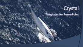  Presentation with sailboat - Colorful theme enhanced with top view of a sailboat in the peaceful blue ocean backdrop and a ocean colored foreground